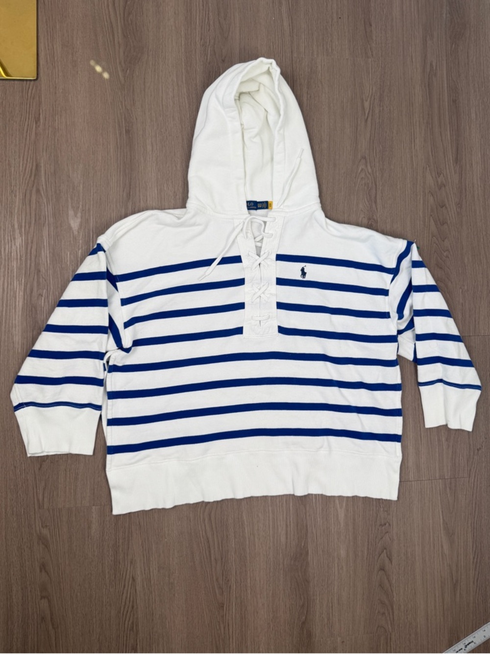 Polo by Ralph Lauren White Hoodie with Navy & Yellow Label